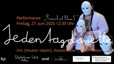 Flyer Aufführung "Jedentagdasselbe"