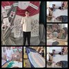 Fotocollage der Ausstellung Selfie-Museum mit verschiedenen Bildern Der Schülerinnen bei der Gestaltung
