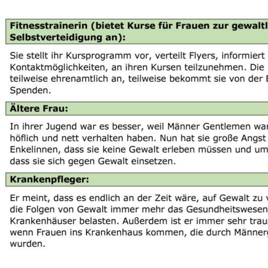 Auszug eines Textes zum Thema Rollenspiel Frauenrechte