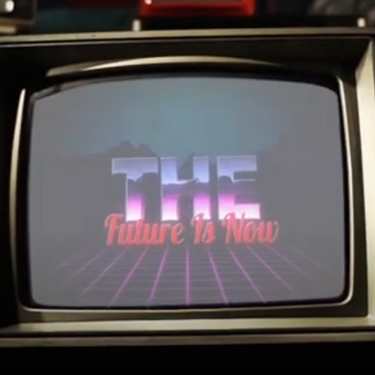 Videostill von einem alten Fernseher mit dem Bild The Future is know