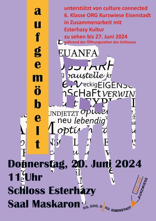 Violettes Plakat zur Ausstellung
