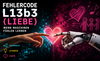 Erstelltes Bild mit einer menschlichen Hand und einer Hand eines Roberters. Die Zeigefinger berühren sich, in rosa/ blau gehalten. Mit Schriftzug: Wenn Maschinen fühlen lernen.