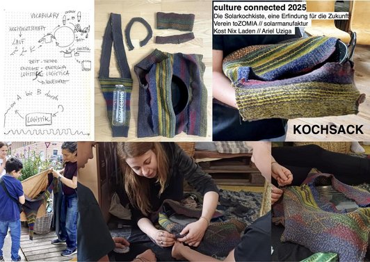 Bildmontage mit Projektfotos von Textilarbeit