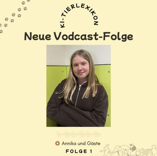 Deckblatt eines PDFs mit Foto von Schülerin und Hinweis zum KI-Lexikon Folge 1