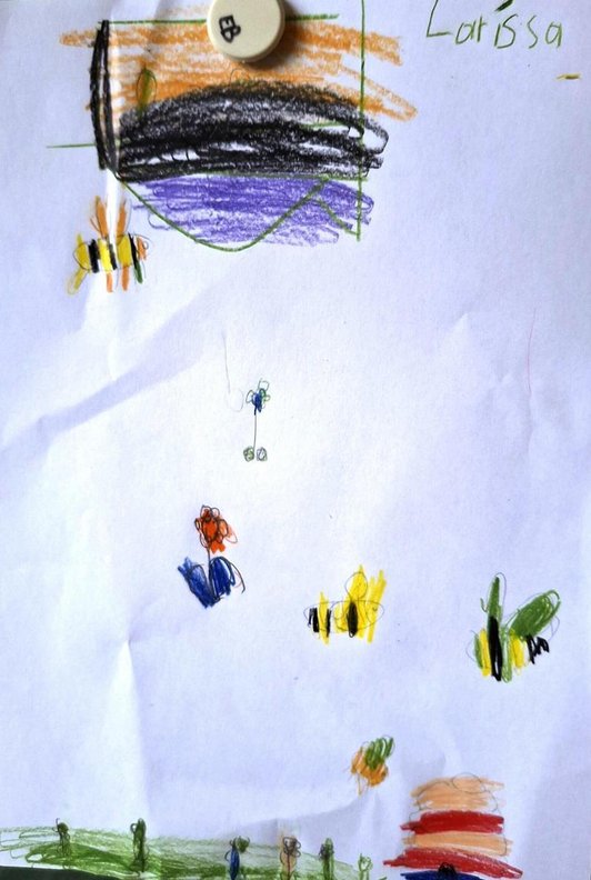Zeichnung der hörbebhinderten Schülerin Larissa nach der Vorstellung als visuelles Feedback