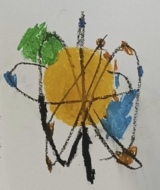 Zeichnung einer Erde über die viele Flugzeuge in einer Linie fliegen