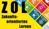 Logo Zukunftsorientiertes Lernen schwarze Schrift und bunte Teile von Symbolen der 17 Zielen für Nachhaltige Entwicklung