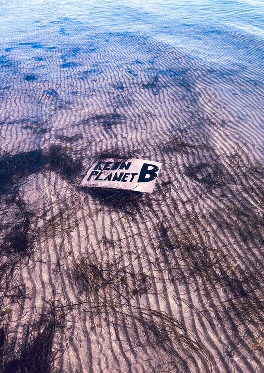Pupil with a sign