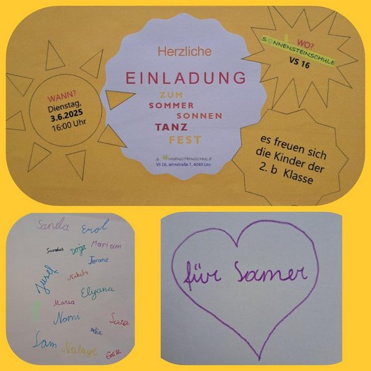 Montage aus Einladungskarte und Namen der Schüler/innen